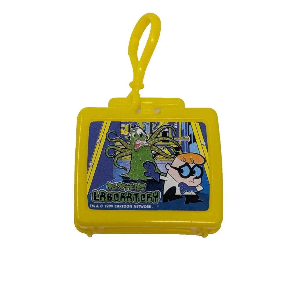 Vintage 1999 Flix Dexter's Laboratory Mini Lunchbox Keychain Plastic Yellow 2.5